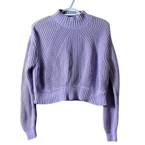 AEROPOSTALE Cropped Cable Knit Sweater Size‎ XS Cotton Lavender Cozy Casual Y2K